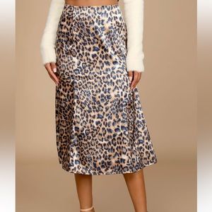 Lulus silk leopard mini skirt